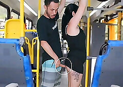 Brunette <censored> on the bus