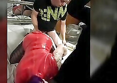 Sissyboy Ivy takes 2 Cocks and the cum on her Face after Gangbang fuck