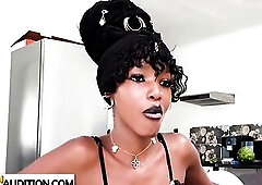 Massive ramrod stud Steven Hard enjoyed fellatio by lewd large titties Afro teen
