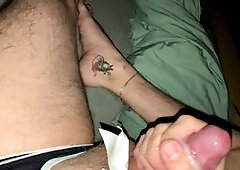 Masturbation cum, massive cumshots, uncut foreskin