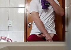 Handjob, man masturbating, inexperienced