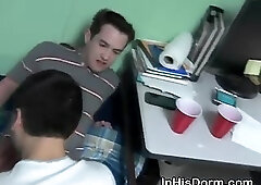 Gay College Boys Gulping On Penis At Dorm Room Party