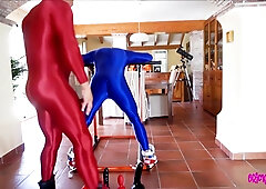 BDSM muscle men in spandex suits