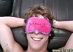 Amateur straighty gets blindfolded