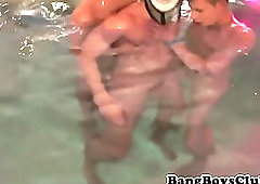 Euro studs enjoy a poolside party