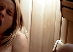 Girl Public Masturbates Pussy Vibrator And Fucks Dildo To Intense Orgasm In The Sauna