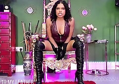 Stroke to My leather POV - Black Dominant-bitch Luna Law humiliates and gives u stroke instructions with a Cum countdown, Femdom, Female Domination