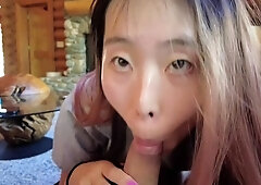 Cock hungry Asian cutie treated to doggystyle pounding