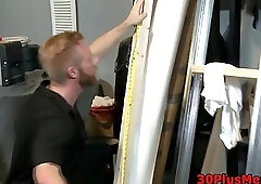 Cock gobbling hunk jizzed