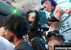 Bi-sexual pornstars eating their muffs in a club