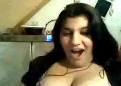 Chubby bitch shows her tits
