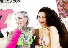 TATTOOED pair takes pornstar with LARGE BOOBS in 3some - BJ, FACIAL EJACULATION, ANAL DRILLING