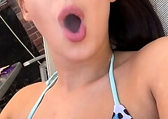 Brunette seductress working her big boobs and hot ass