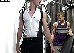 Taboo stepdad fucks stepson and his BF in gym threesome