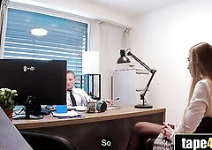 Office Desk Slam for Cash - Russian Slut Got More Than a Loan Approval