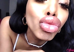 Silicone Lips and Big black tits on Ebony Camgirl - monster boobs