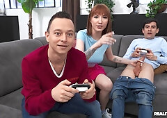 Crazy Student Cock In The Common Room: Redhead Lilly Mays Seducing Roommate