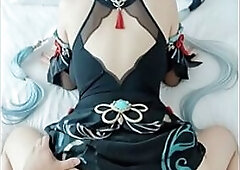 [AI-generated] Having sex with a cutie with light blue hair in the room, filling her twat with sperm.