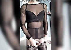 Sexy Leggy Tgirl in Hose huge amounts of Cum