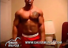 Gauge Flexing and Posing Stripping Down To A Black Jockstrap