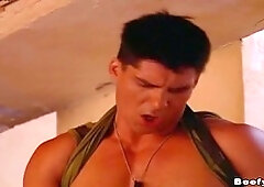 muscled homosexual Soldier pulverizing with Boyfriend