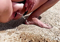 my open cunt pissing on the beach