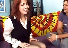 Big cock pounds juicy, furry pussy of busty cougar redhead Mae Victoria