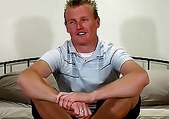 Throbbing dick blonde hunk masturbates