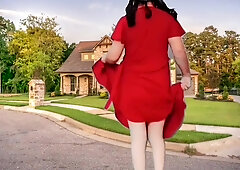 Public Nudity. Hot Ladyboy Shemale In Front Of The Neighbors With Sexy Dancing