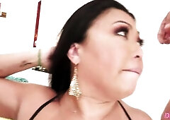 Curvy MILF Krystal Davis begins with a tease before the handsome studs then plunge their big dicks into her asshole and shaved pussy for a DP and DVP 