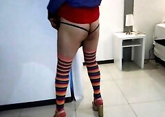 lolass36 In Petticoat, Jock Thrilled In Mirror Reflection