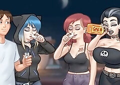 Nude redhead teen and a sizzling brunette in a wild summer saga