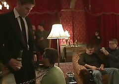 Hot gay bound with cumshot