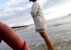 Public Erection CFNM Beach Encounter between Lady and Male Exhibitionist