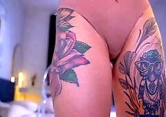 Tattooed Babe Takes Massive Toy
