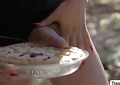 Busty Tbabe redhead licks and fucks her Mature neighbors pie