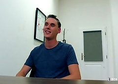 Brunette twink wants to swallow cum after anal