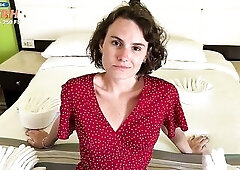 Oiled him up by the pool and invited him to his hotel room for sex - cum inside