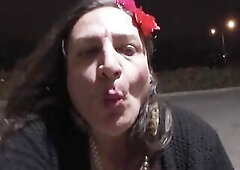 Sissy CD bitch out at night willing to Engauge passerby For a excited and hot time.