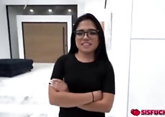 Stepsis On Her Knees Sucking Off Allens Boner With Summer Col