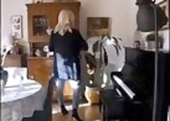 Julia Cool wearing Pantyhose under Denim and walking around