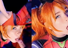 Hot Slut Asuka Langley. Sloppy Blowjob and Pussy Creampie