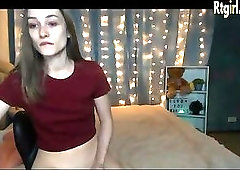 slim russian shemale strokes her dick on webcam