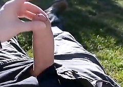 Backyard Handjob and Orgasm with German MILF