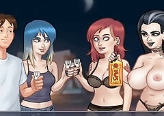 Nude redhead teen and a sizzling brunette in a wild summer saga