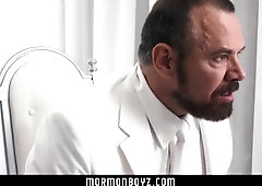 MormonBoyz - Sexy missionary jock gets groped by dad priest