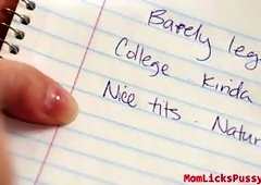 Lesbians Karlie and Melissa tonguing throbbing clitoris