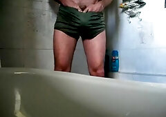 Make Water in cum stained USMC PT shorts