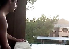 Exhibitionist almost caught jacking in public on my balcony 6