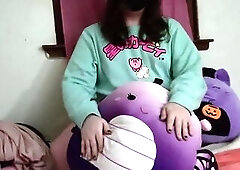 cute plump trans cutie humping her squishmallow